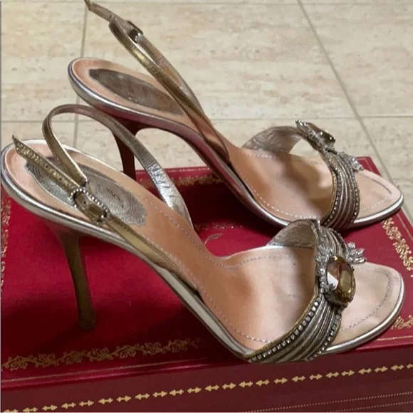 😍 Gorgeous dazzled Gold/Silver Rene Caovilla Sandals - Picture 4 of 16